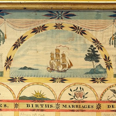Lot 191 - Watercolor, Pen and Ink on Silk Kellogg Family Record