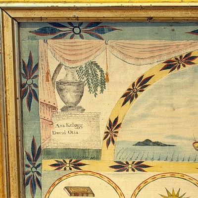 Lot 191 - Watercolor, Pen and Ink on Silk Kellogg Family Record