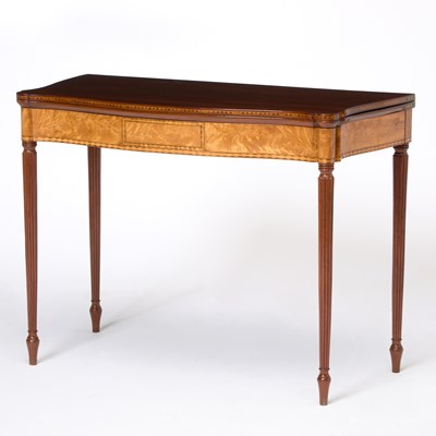 Lot 144 - Federal Inlaid Mahogany and Satinwood Serpentine Games Table