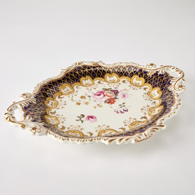 Lot 106 - English Porcelain Blue-Ground Shaped Oval Dish