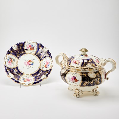 Lot 149 - English Porcelain Blue-Ground Soup Tureen, Cover and Stand