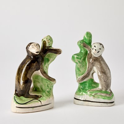 Lot 86 - Pair of Staffordshire Figures of Monkeys