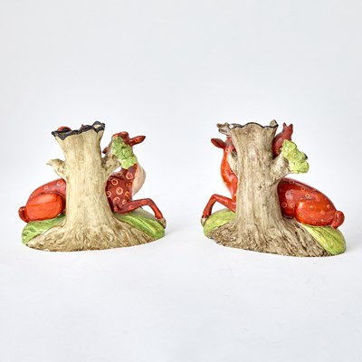Lot 96 - Pair of Staffordshire Pearlware Deer and Squirrel Spill Vases