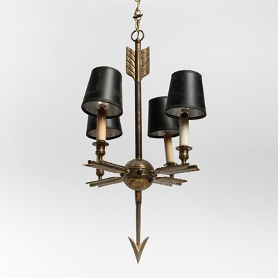 Lot 259 - Neoclassical Style Four-Light Brass Chandelier