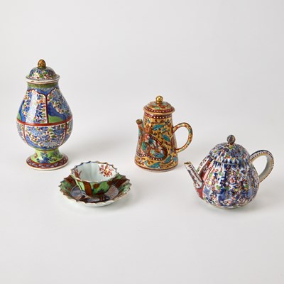 Lot 143 - Group of "Clobbered" Porcelain Teawares