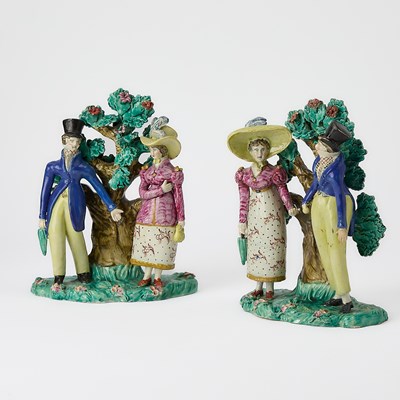 Lot 85 - Two Staffordshire Pearlware Group of a Courting Couples