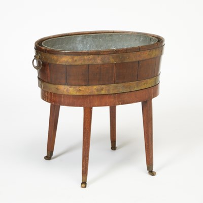 Lot 141 - Brass Bound Mahogany Jardiniere on Stand
