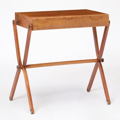 Lot Rene Dumas and Peter Coles for Hermés Pear, Leather and Brass "Pippa" Folding Desk
