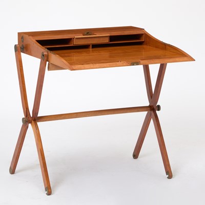Lot 238 - Rene Dumas and Peter Coles for Hermés Pear, Leather and Brass "Pippa" Folding Desk