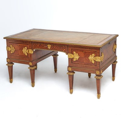 Lot 406 - Louis XVI Style Gilt-Metal Mounted Tulipwood Bureau Plat