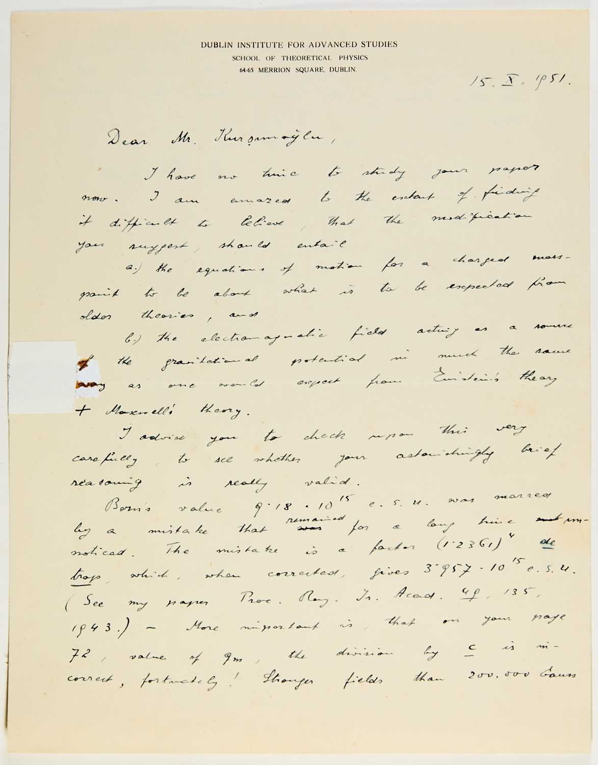 Lot 114 - Two fine Schrodinger letters