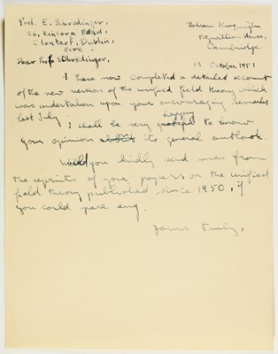 Lot 114 - Two fine Schrodinger letters