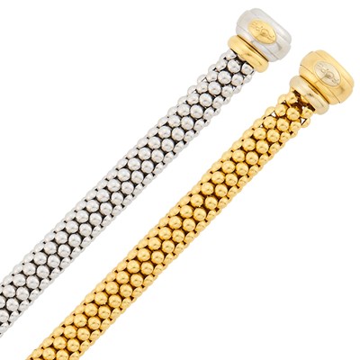 Lot 66 - Fope Two-Color Gold Necklace/Pair of Bracelets Combination