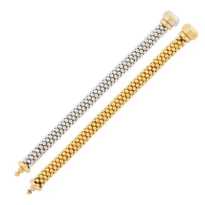 Lot 66 - Fope Two-Color Gold Necklace/Pair of Bracelets Combination