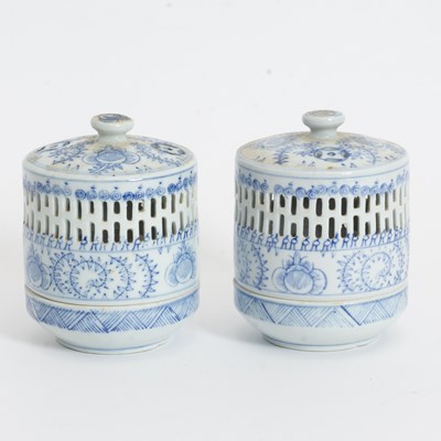 Lot 216 - Pair of Chinese Blue and White Porcelain Lanterns