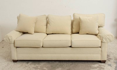 Lot 265 - Ethan Allen Cream Suede Sofa