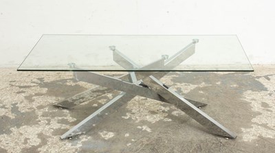 Lot 368 - Chromed Metal and Glass Low Table