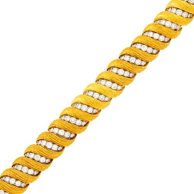 Lot 102 - Hammerman Brothers Two-Color Gold and Diamond Bracelet