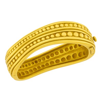 Lot 12 - Barry Kieselstein-Cord Gold 'Caviar' Cuff Bangle Bracelet