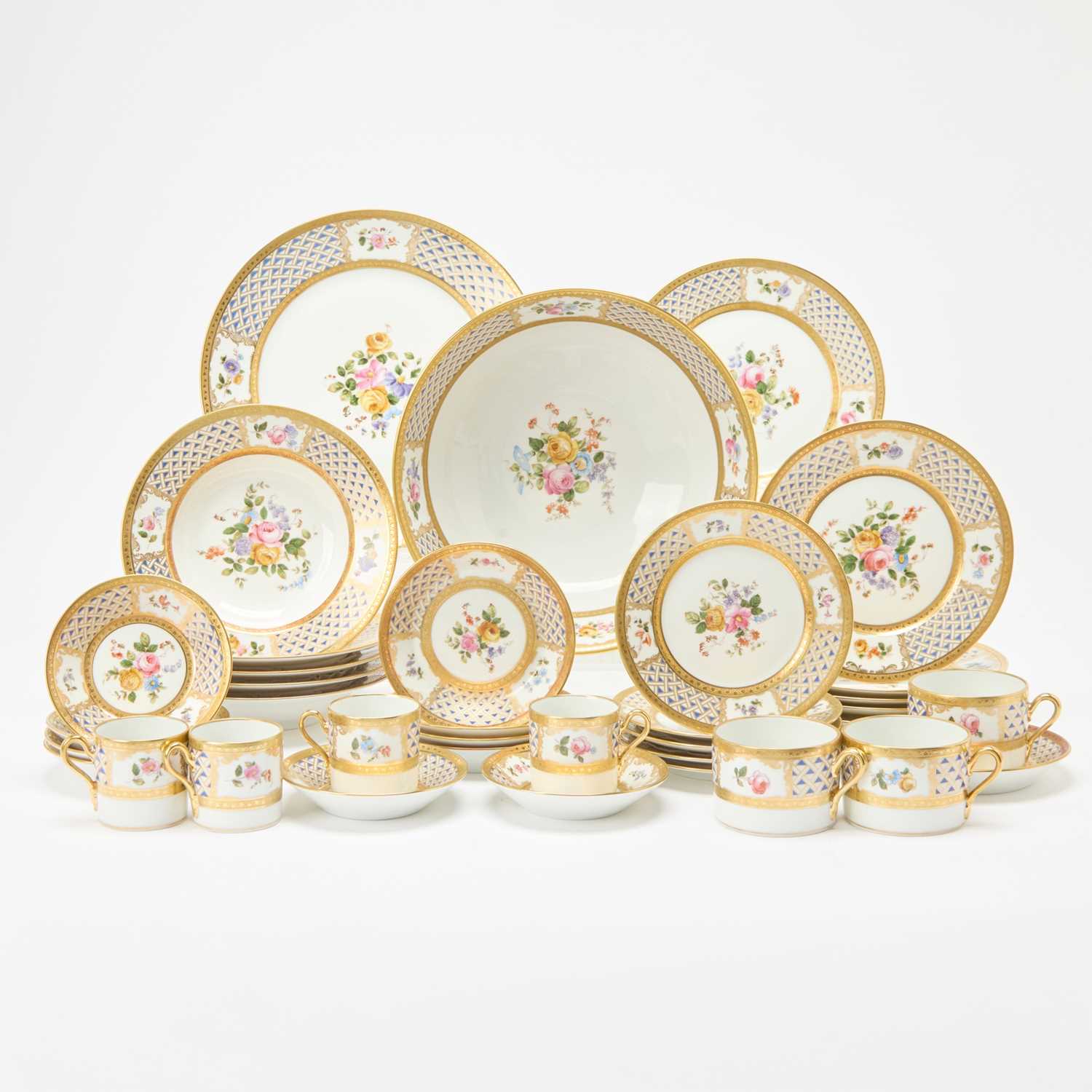 Lot 717 - Richard Ginori Porcelain "Pompadour" Pattern Partial Dinner Service