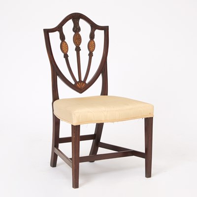 Lot 141 - Federal Carved and Inlaid Mahogany Shield-Back Side Chair