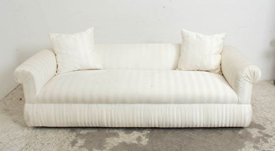 Lot 267 - White Stripe Upholstered Sofa