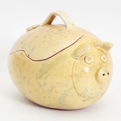 Lot 196 - Glazed Glaze Painted Terracotta Pig Casserole Tureen