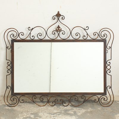 Lot 187 - Painted Wrought Iron Scrollwork Framed Mirror