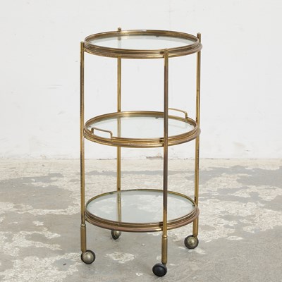 Lot 29 - Brass and Glass Three-Tier Bar Cart