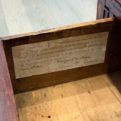 Lot 140 - The Paul Revere Federal Inlaid Mahogany Tambour Desk