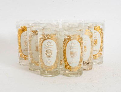 Lot 311 - Set of Nine Transfer-Etched Highball Glasses