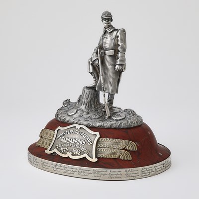 Lot 213 - Russian Silver and Marble Regimental Trophy