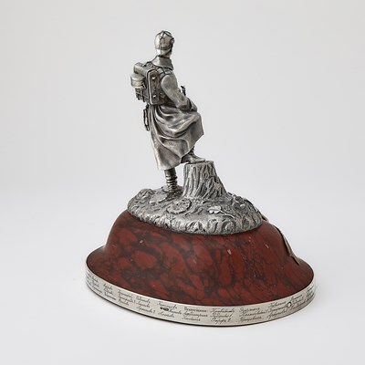 Lot 213 - Russian Silver and Marble Regimental Trophy