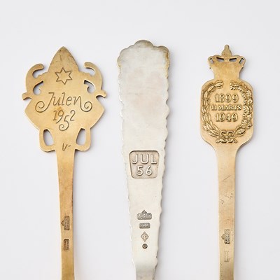 Lot 784 - Set of Danish Sterling Silver, Silver Gilt and Enamel Christmas Spoons and Forks
