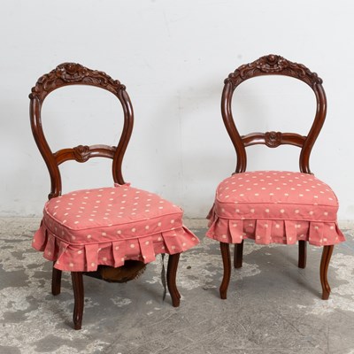 Lot 294 - Pair of Victorian Carved Mahogany Side Chairs