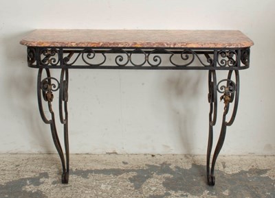 Lot 296 - Marble Top Wrought Iron Cnsole