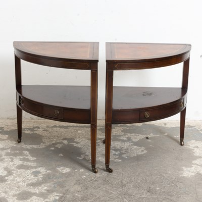 Lot 352 - Pair of George III Style Mahogany Two-Tier Corner Tables