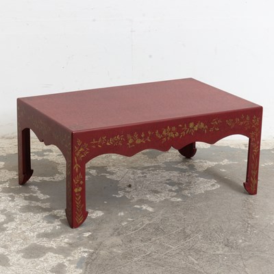 Lot 355 - Red Painted and Parcel-Gilt Decorated Low Table