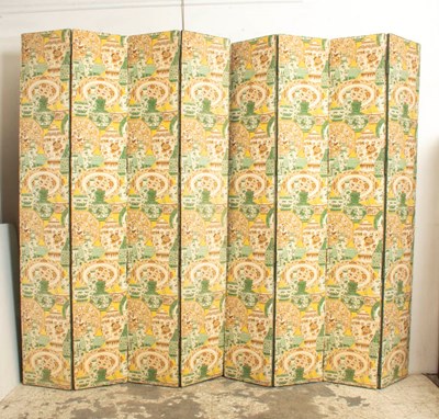 Lot 373 - Pair of Upholstered Four-Panel Screens