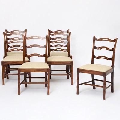Lot Set of Six George III Mahogany Fiddle Back Side Chairs