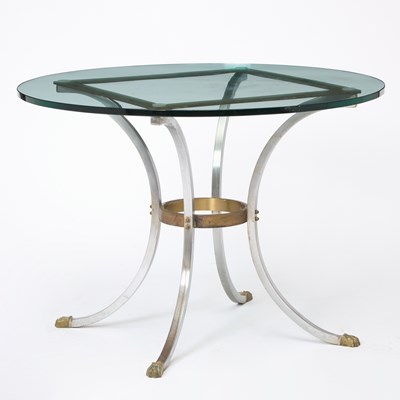 Lot 277 - Maison Janson Style Glass Top Steel Center Table