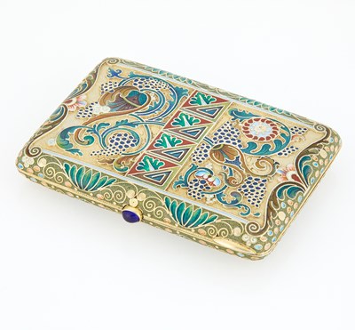 Lot 203 - Russian Silver-Gilt and Cloisonné Enamel Cigarette Case