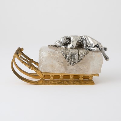 Lot 286 - Russian Silver, Rock Crystal and Gilt-Bronze Model of a Sleigh