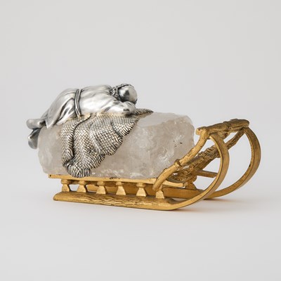 Lot 286 - Russian Silver, Rock Crystal and Gilt-Bronze Model of a Sleigh