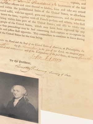 Lot 1 - A John Adams Letter of Marque for a privateering voyage captained by Robert Gray