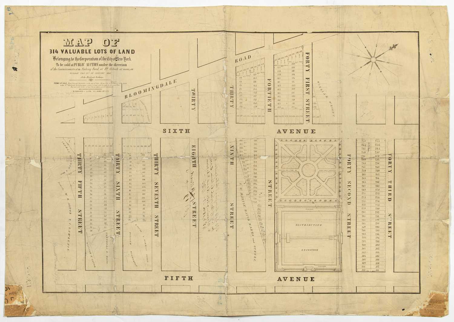 Lot 183 - Map of property auctioned under the Commissioners of the Sinking Fund