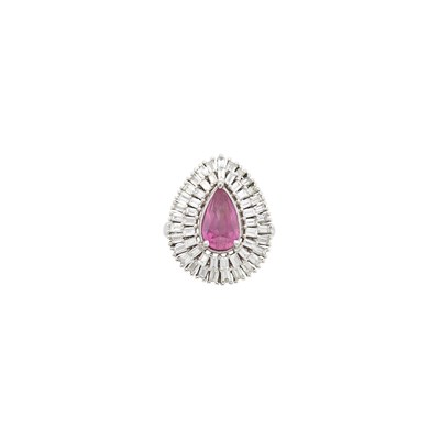 Lot 1061 - White Gold, Pink Sapphire and Diamond Ring
