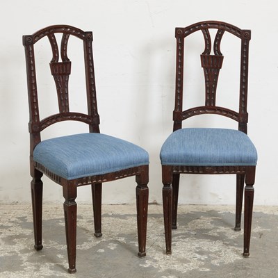 Lot 145 - Pair of Continental Provincial Carved Walnut Side Chairs