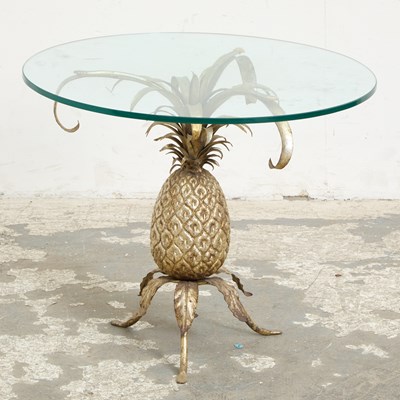Lot 162 - Silvered Metal Pineapple Base and Glass Side Table
