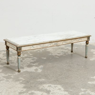 Lot 146 - Louis XVI Style Marble-Top Painted Wood Low Table